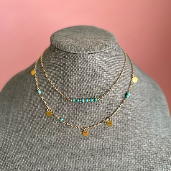 Layered Coin Faux Gold Necklace - Picture 2 of 4